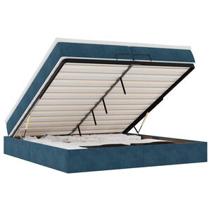 vidaXL Otomanski posteljni okvir z vzmetnicami moder 200x200cm žamet