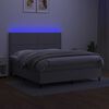 vidaXL Box spring postelja z vzmetnico LED sv. siva 180x200 cm blago