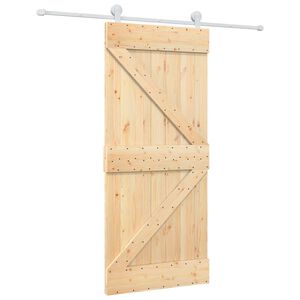 vidaXL Drsna vrata 90 x 210 cm Trdna borovina Naravna in bela