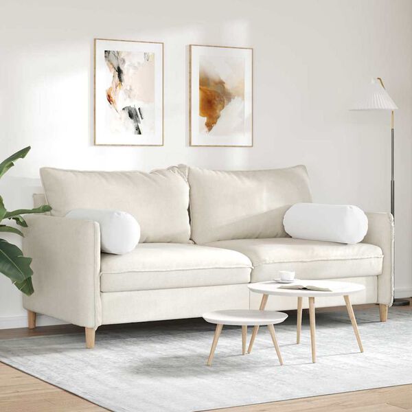 vidaXL Blazine 2 pcs Bela Ø 25 x 70 cm blago