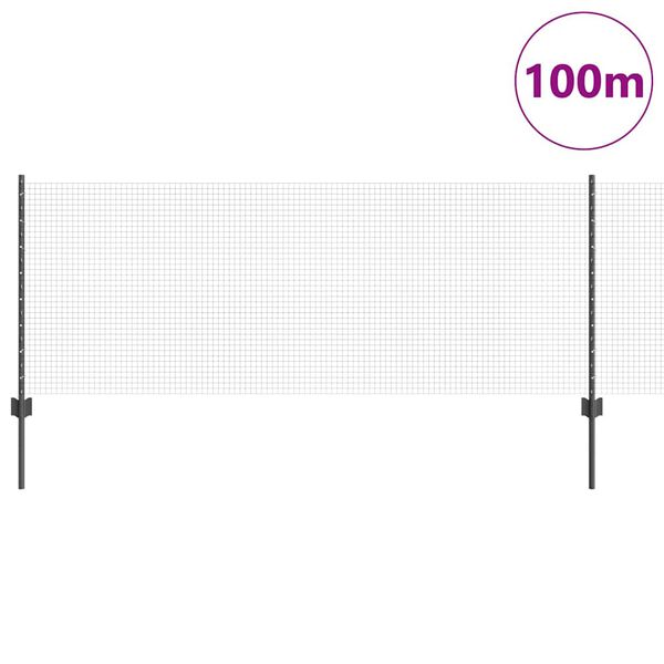 vidaXL Ograja s stebrom Siva 0,8 x 100 m Jeklo in PVC