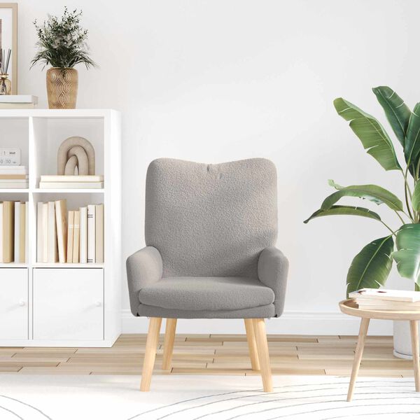 vidaXL fotelj Svetlo siva 63 x 67 x 94 cm Volnena tkanina in vezan les