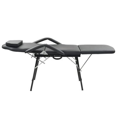 vidaXL Prenosni kozmetični stol iz umetnega usnja 185x78x76 cm črn
