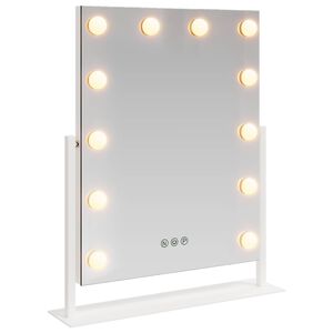 vidaXL LED ogledalo za toaletno mizo Bela 44 x 10 x 53 cm