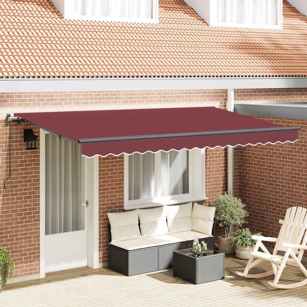 vidaXL Retraktilna tenda Burgundija 350 x 200 cm blago
