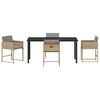 vidaXL Komplet za jedilnico v vrtu z blazino 5 pcs Bež poli ratan