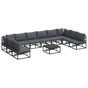 vidaXL Vrtna sedežna garnitura 11 kos Črna Aluminij