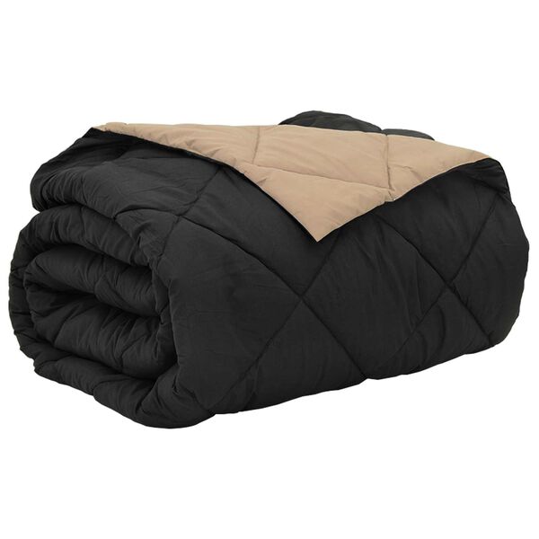 vidaXL Poletna odeja Črna in taupe 240 x 200 cm Mikrovlakna