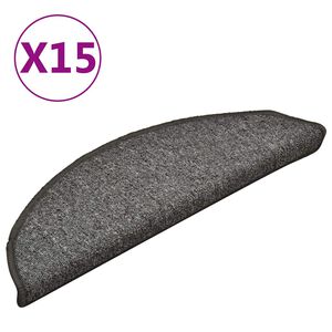 vidaXL Stopni&scaron;čne preproge 15 kosov 56x17x3 cm sive in črne polkrožne