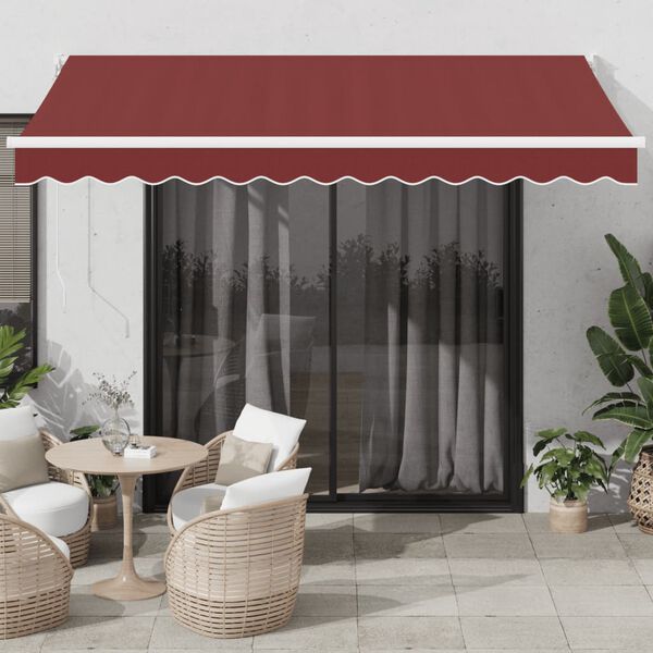vidaXL Ročno zložljiva tenda bordo 350x250 cm