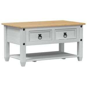 vidaXL Klubska miza s predalom Bela 85 x 50 x 45 cm Masivno borovo les