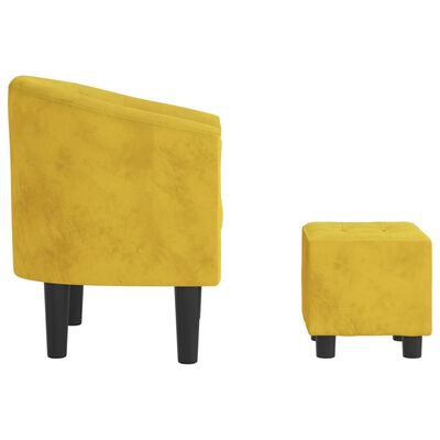 vidaXL Fotelj s stolčkom za noge rumen žamet