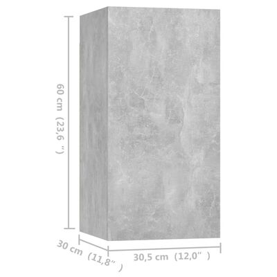 vidaXL TV omarica 2 kosa betonsko siva 30,5x30x60 cm iverna plošča