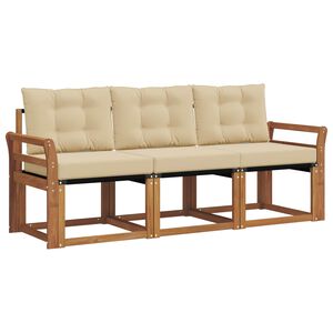 vidaXL Zunanja garnitura za sedenje z blazino 3 pcs Naravna in bež