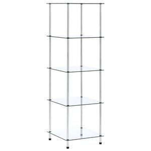 vidaXL Polica 5-nadstropna prozorna 40x40x130 cm kaljeno steklo