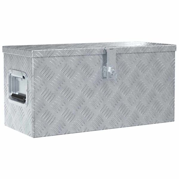 vidaXL Skrinja iz aluminija 61,5x26,5x30 cm srebrne barve