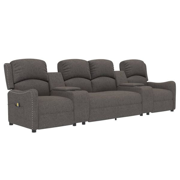 vidaXL Masažni štirised z držali za skodelico svetlo sivo blago