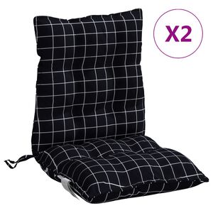 vidaXL Blazina za stol 2 kosa črna karirasta oxford tkanina