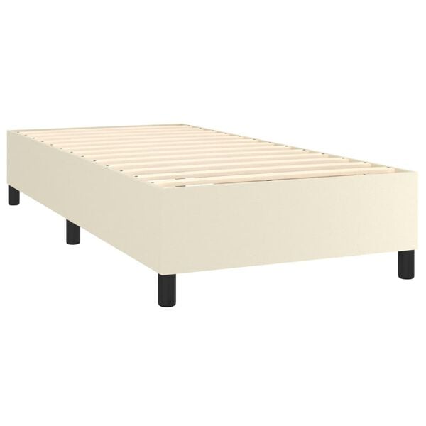 vidaXL Box spring postelja z vzmetnico krem 80x200 cm umetno usnje