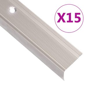vidaXL Obroba za stopnice L-oblike 15 kos aluminij 90 cm barva penine