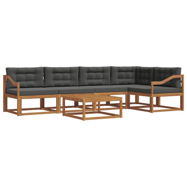 vidaXL Zunanja garnitura za sedenje 6 pcs Naravna in antracitna