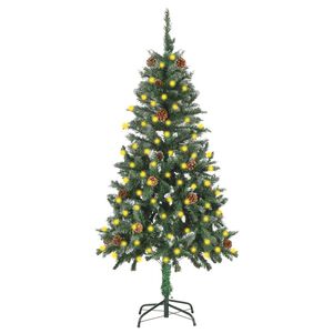 vidaXL Umetna osvetljena novoletna jelka s storži 150 cm