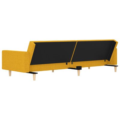 vidaXL Kavč dvosed z ležiščem in dvema blazinama rumeno blago