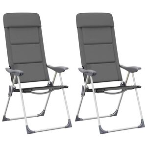 vidaXL Stol za kampiranje 2 kosa sive barve aluminij 58x69x111 cm