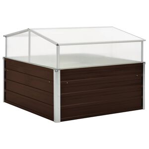 vidaXL Rastlinjak pocinkano jeklo 100x100x85 cm rjav