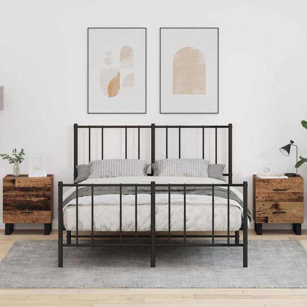 vidaXL Nočna omarica 2 pcs Staro les in črna 40 x 35 x 47,5 cm