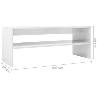 vidaXL Klubska mizica visok sijaj bela 100x40x40 cm iverna plošča
