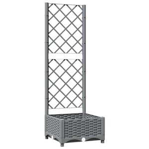 vidaXL Cvetlično korito z oporno mrežo svetlo sivo 40x40x121,5 cm PP