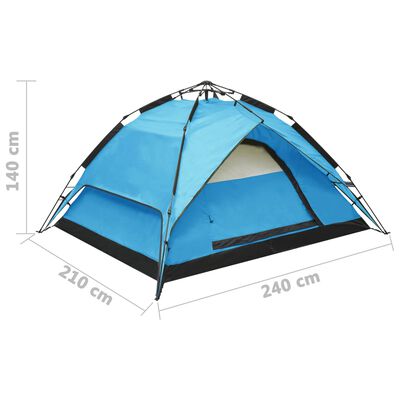 vidaXL Pop up šotor za kampiranje za 2-3 osebe 240x210x140 cm moder