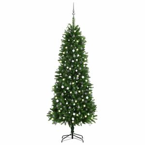 vidaXL Umetna osvetljena novoletna jelka z bunkicami 240 cm zelena