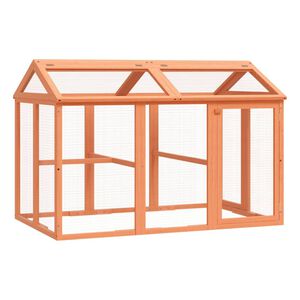 vidaXL Ograda za male živali rjava 141x94x104 cm trdna borovina