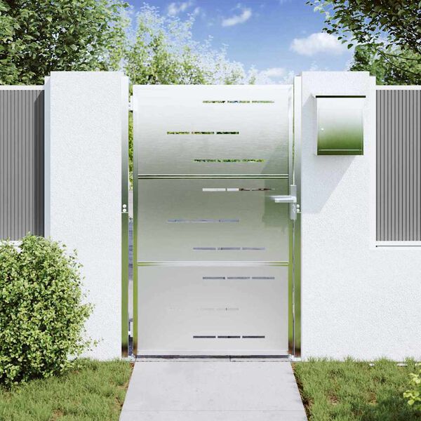 vidaXL Vrtna vrata s ključavnico srebrna 100 x 150 cm Nerjaveče jeklo