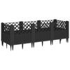 vidaXL Cvetlično korito z zatiči črno 123,5x43,5x43,5 cm PP