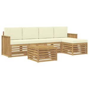 vidaXL Zunanja garnitura za sedenje 6 pcs Bela in krem 59 x 59 x 37 cm