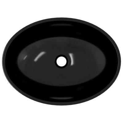 vidaXL Stekleni umivalnik 50x37x14 cm črne barve