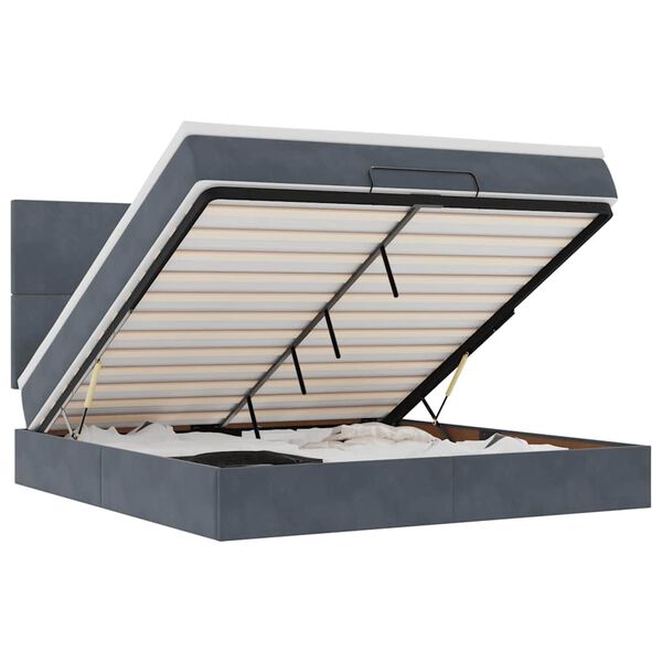 vidaXL Otomanski posteljni okvir z vzmetnicami siv 180x200cm žamet