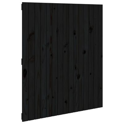 vidaXL Stensko posteljno vzglavje črno 95,5x3x110 cm trdna borovina