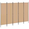 vidaXL 5-panelni pregradni zid Bež 250 x 180 cm Blago