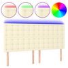vidaXL LED posteljno vzglavje krem 200x5x118/128 cm umetno usnje