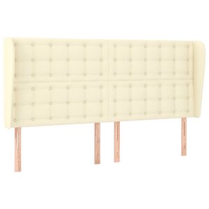 vidaXL Vzglavje z u&scaron;esi krem 183x23x118/128 cm umetno usnje