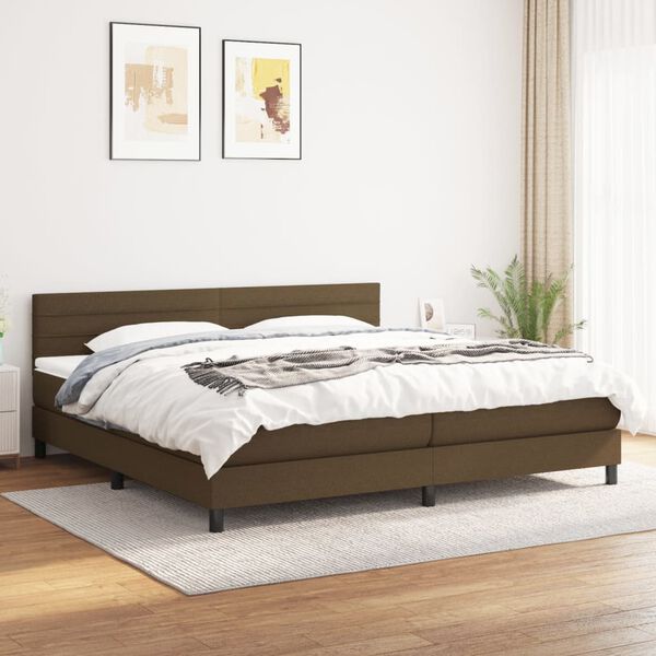 vidaXL Box spring postelja z vzmetnico temno rjav 200x200 cm blago