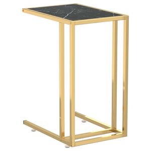 vidaXL Računalni&scaron;ka stranska mizica črn marmor 50x35x65 cm steklo