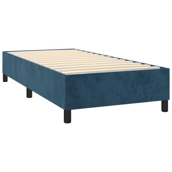 vidaXL Box spring postelja z vzmetnico temno modra 80x200 cm žamet