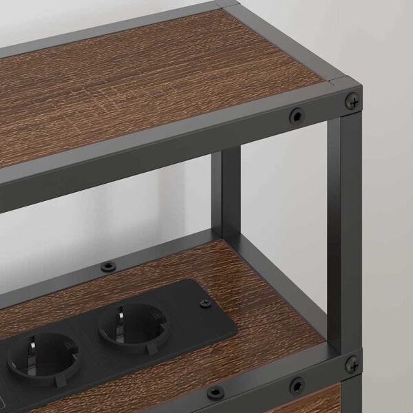 vidaXL Skladi&scaron;čni naslon s polico Rjavi hrast 100 cm Konstruiran les