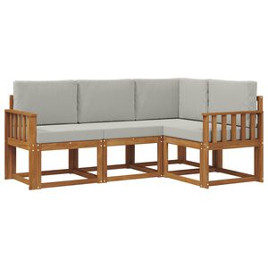 vidaXL Zunanja garnitura za sedenje 4 pcs Naravna in svetlo siva