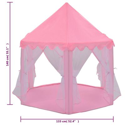 vidaXL Princeskin šotor za igranje z 250 žogicami roza 133x140 cm